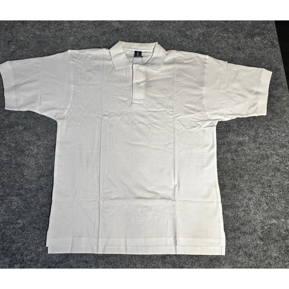 Vintage HX Polo Shirt Mens 2XL White‎ Short Sleeve Collared Casual Style HX1001